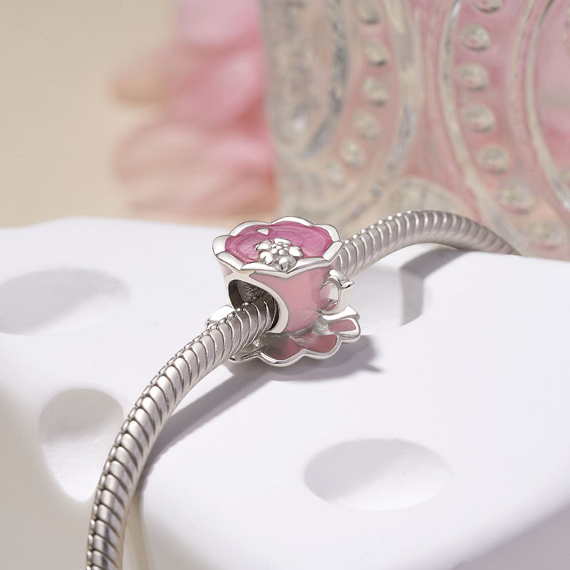 Gnoce Pink Flower Tea Cup Charm_2