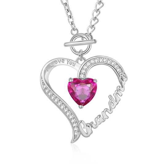 Gnoce "Grandma" Birthstone Heart Necklace_1