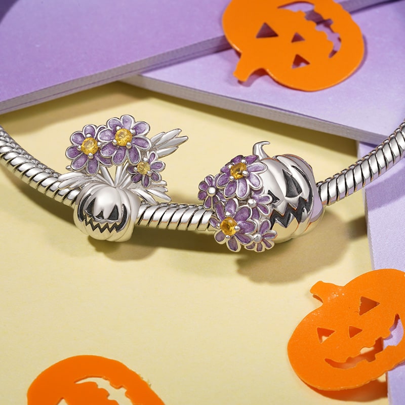 Gnoce Halloween Pumpkin & Flowers Charm_3