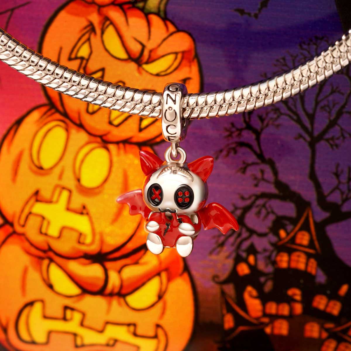 Gnoce Evil Bat Embraces Heart Pendant Dangle Charm_3