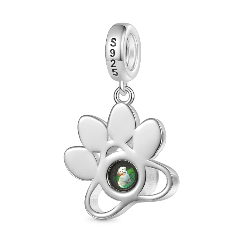 Gnoce Projection Pet Paw Personalized Photo Pendant Dangle Charm_3