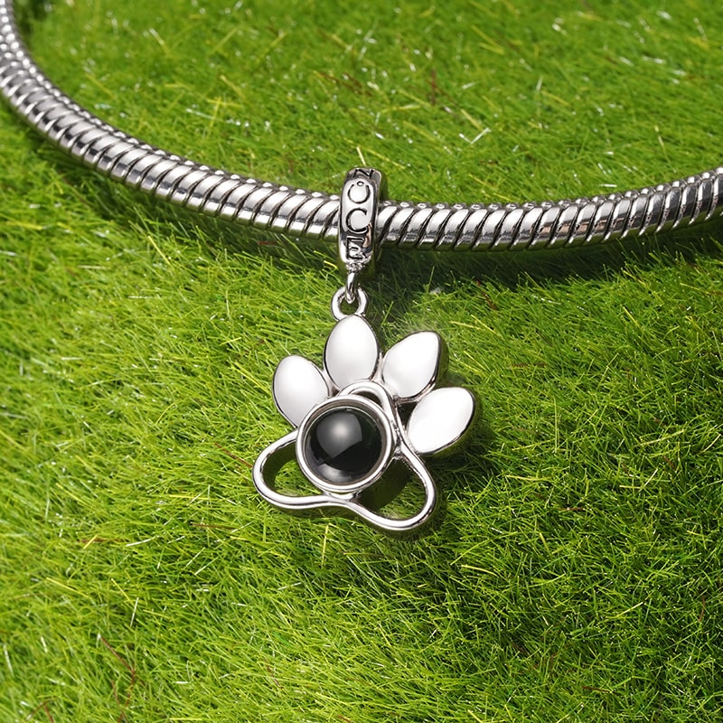 Gnoce Projection Pet Paw Personalized Photo Pendant Dangle Charm_4