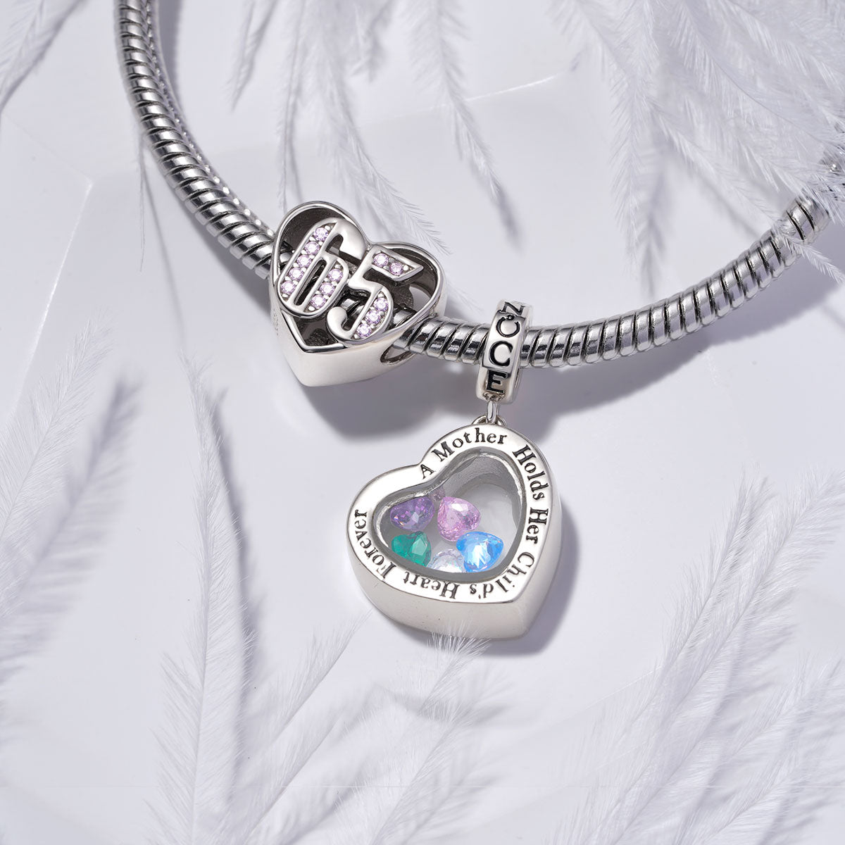 Gnoce Mother Love Child  Birthstone Pendant Dangle Charm_3