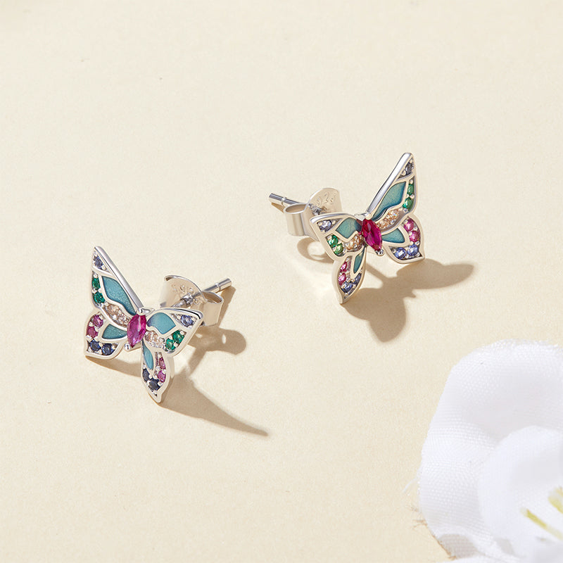 Gnoce Colorful Butterfly Stud Earrings_2