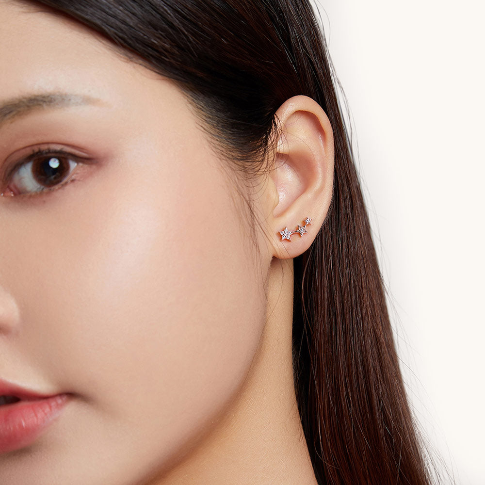 Gnoce 18K Rose Gold Star Stud Earrings_5