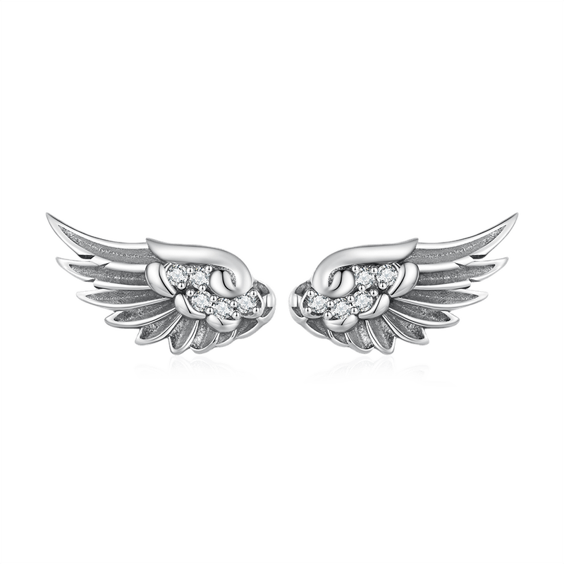 Gnoce Sparkling Angel Wing Stud Earrings_1
