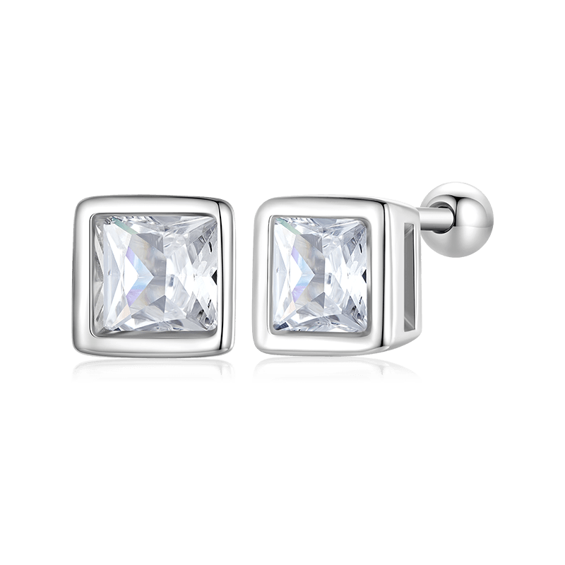 Gnoce Princess Cut Zircon Stud Earrings_1