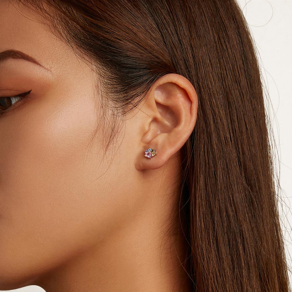 Gnoce Colorful Zircon Paw Earrings_5