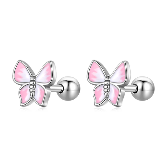 Gnoce Pink Butterfly Stud Earrings_1