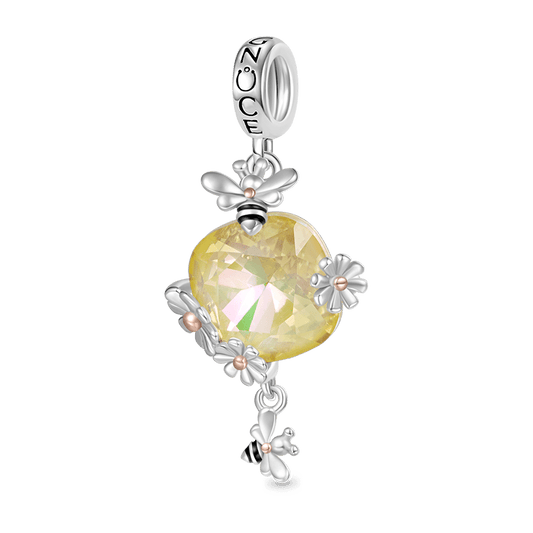 Gnoce Bee Loves Yellow Daisy Flower Pendant Dangle Charm_1