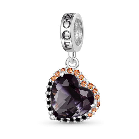 Gnoce Gradient Black Purple Heart-shaped Pendant Dangle Charm_1