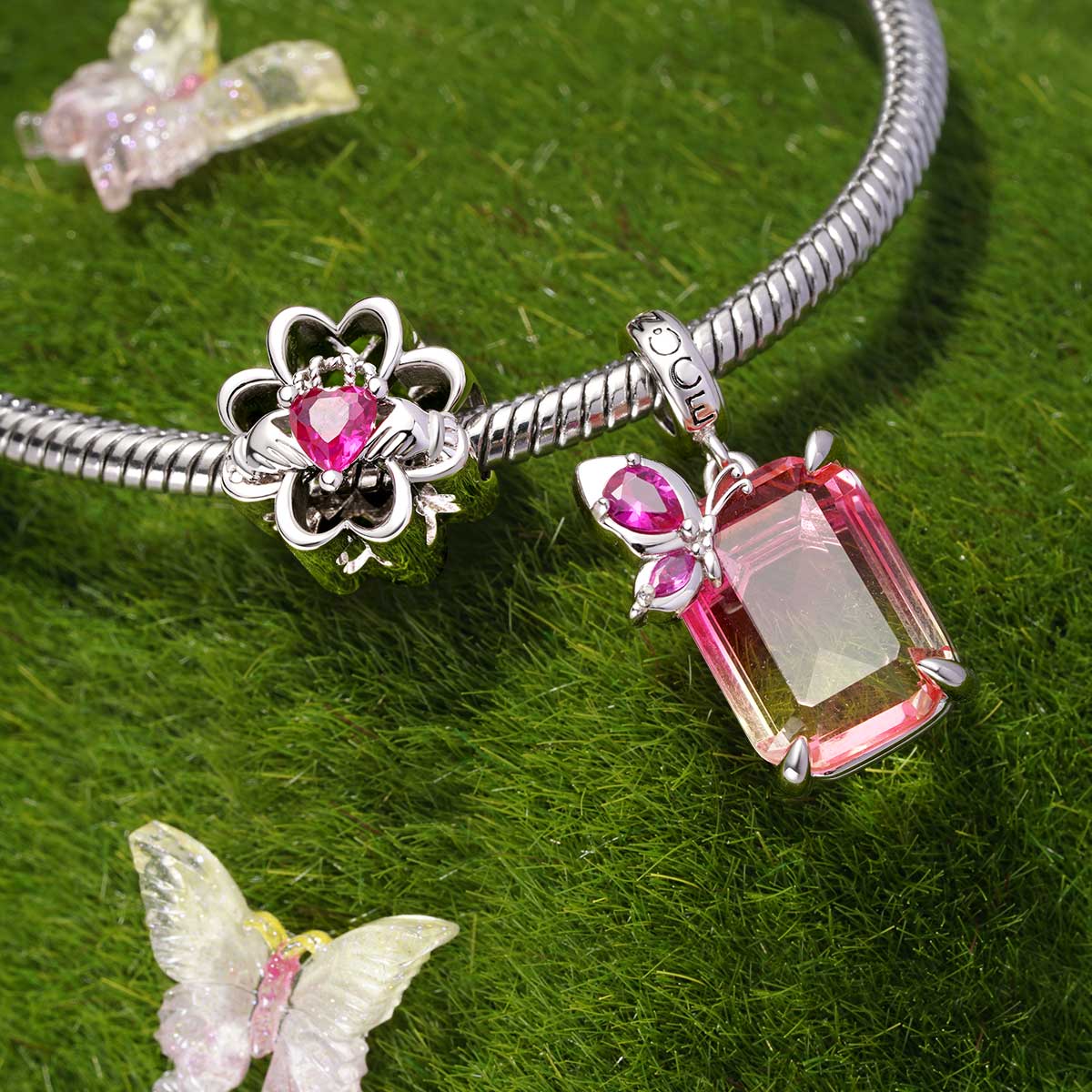 Gnoce Sparkling Rectangle-cut Pendant Dangle Charm_3
