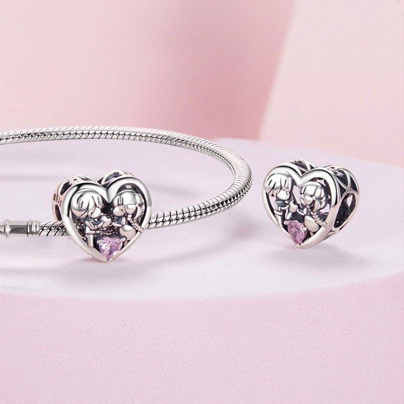 Gnoce Couple Love Embraces Heart Gem Charm_3
