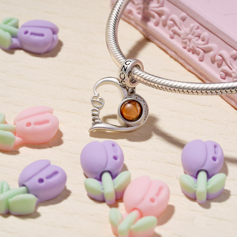 Gnoce Projection Heart Personalized Photo Pendant Dangle Charm_2