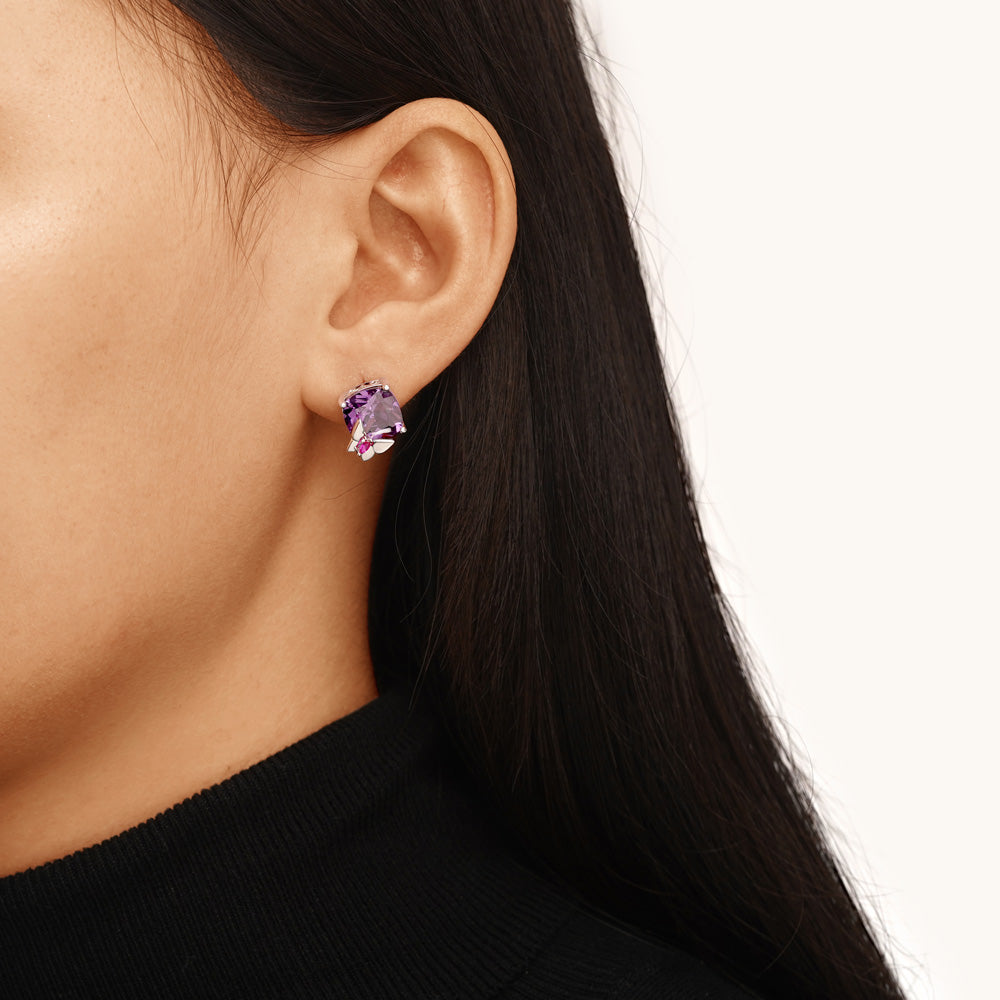 Gnoce Purple Butterfly Stud Earrings_5