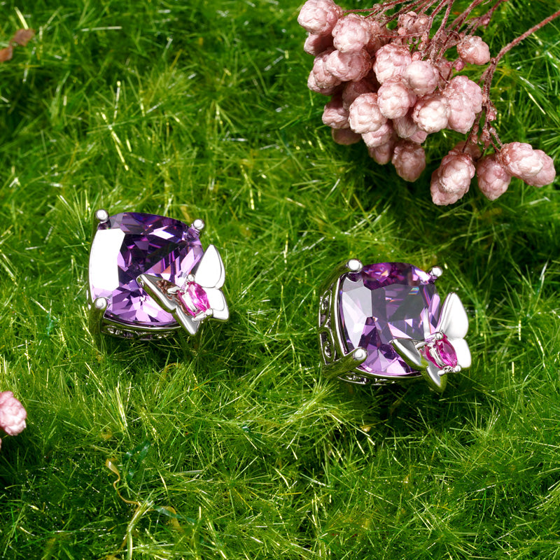 Gnoce Purple Butterfly Stud Earrings_4