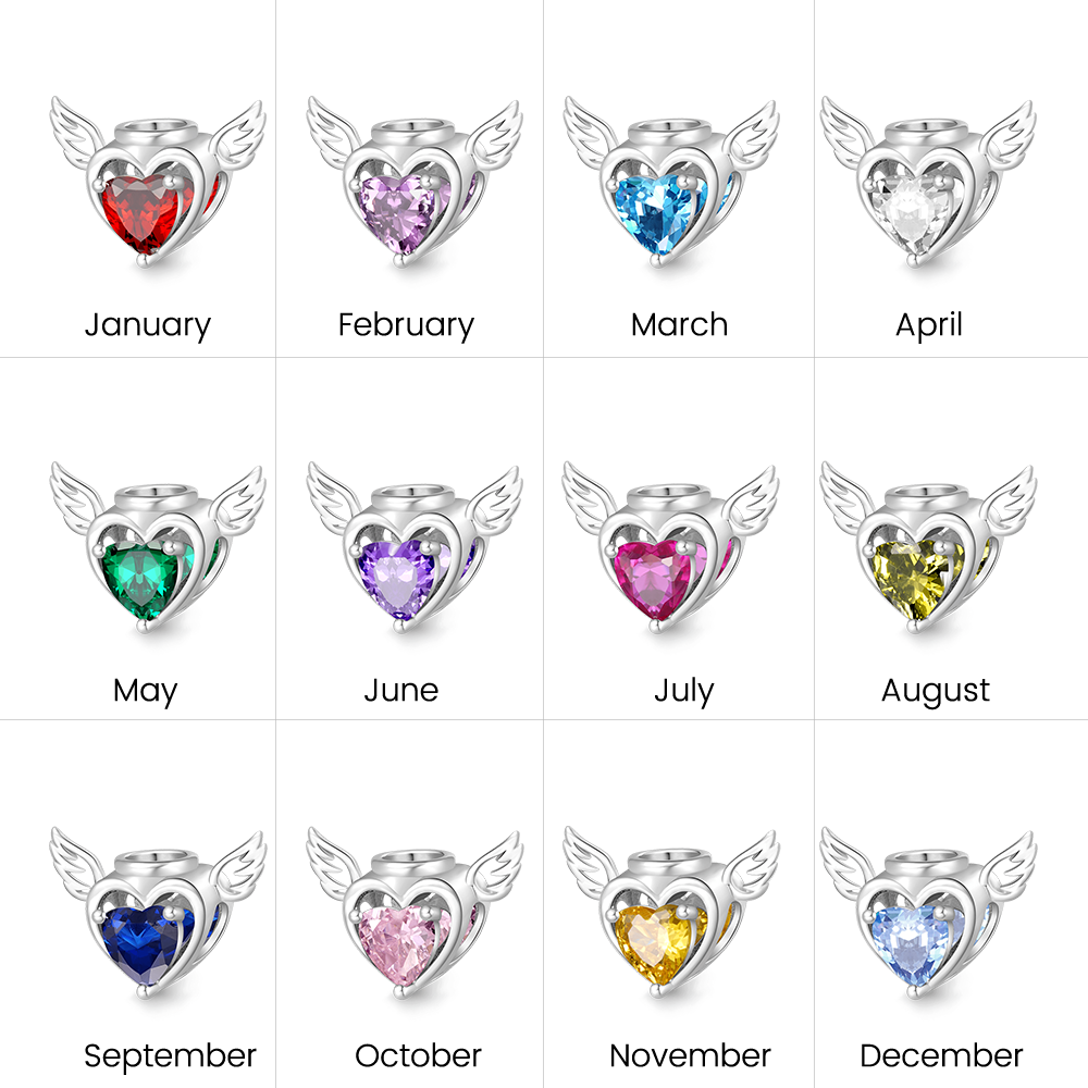 Gnoce Loving Angel Heart Birthstone Personalized Charm_2