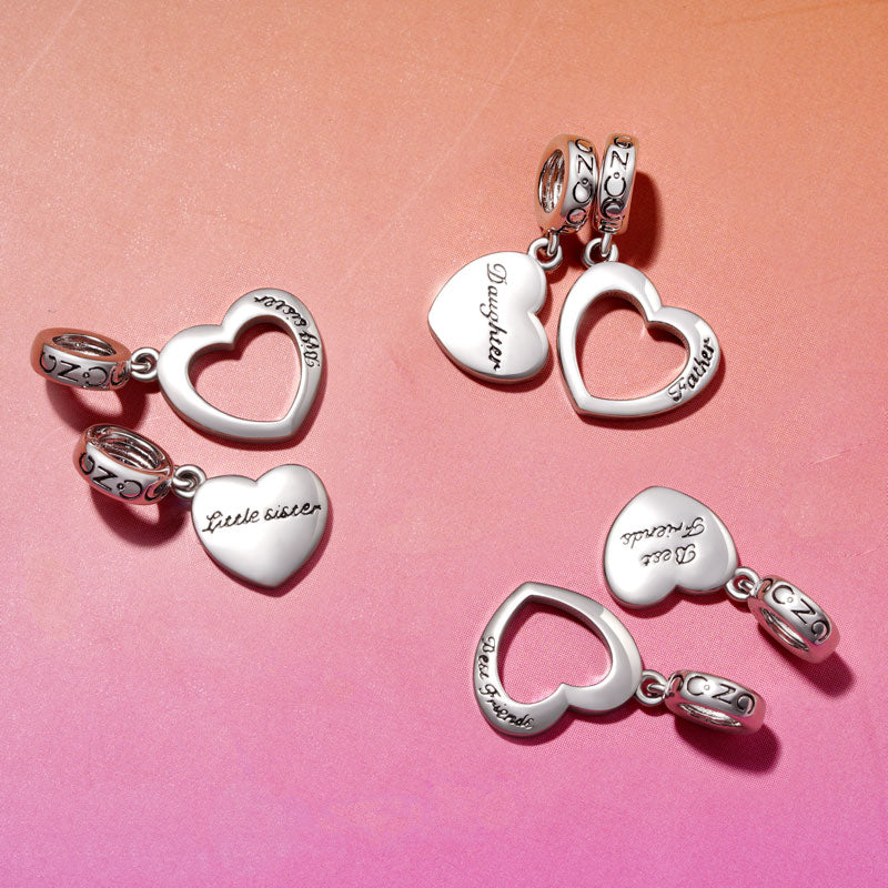 Gnoce Best Friends Heart Pendant Dangle Charm_4