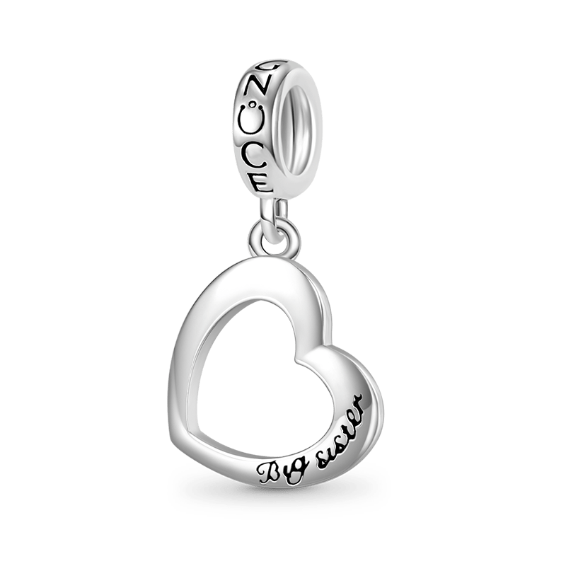 Gnoce Little sister&Big sister Heart Pendant Dangle Charm_3