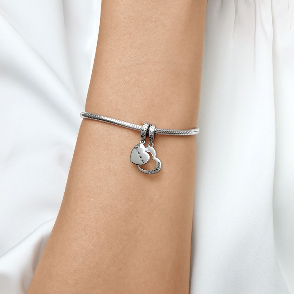 Gnoce Little sister&Big sister Heart Pendant Dangle Charm_6
