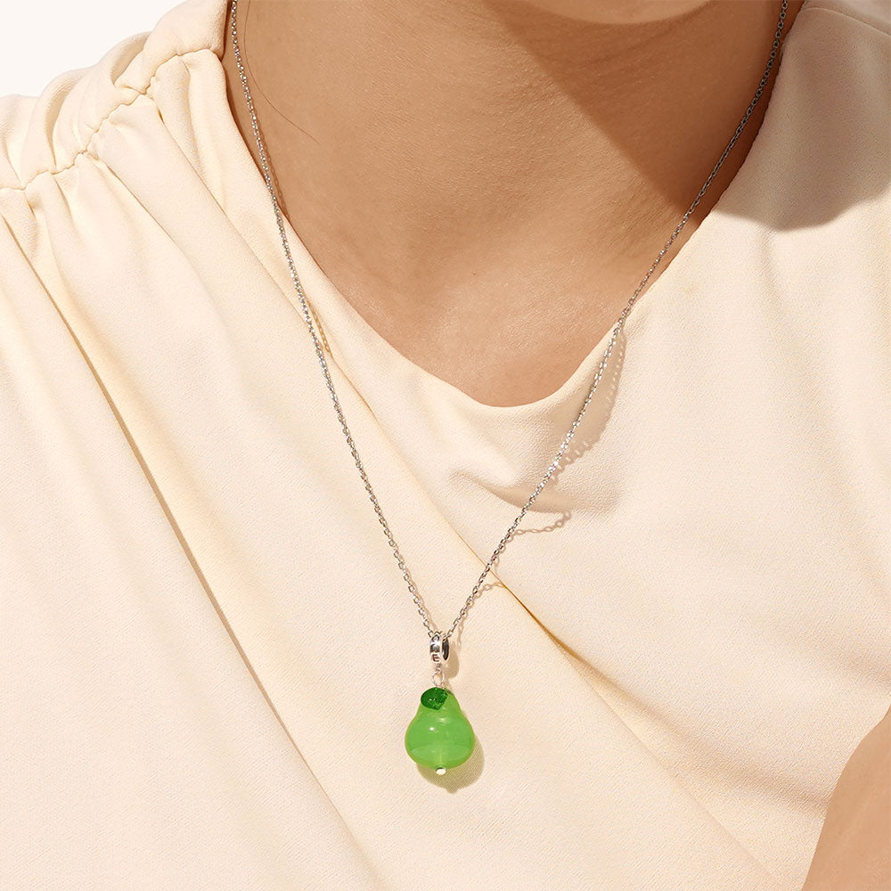Gnoce Green Pear Shape Pendant Dangle Charm_4