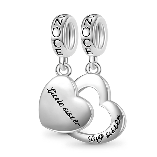 Gnoce Little sister&Big sister Heart Pendant Dangle Charm_1