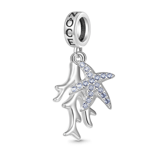 Gnoce Sparkling Coral & Starfish Pendant Dangle Charm_1