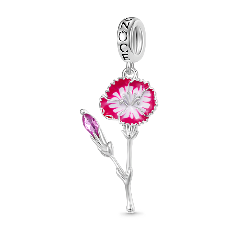 Gnoce Jan.Birthday Flower Carnation Pendant Dangle Charm_1