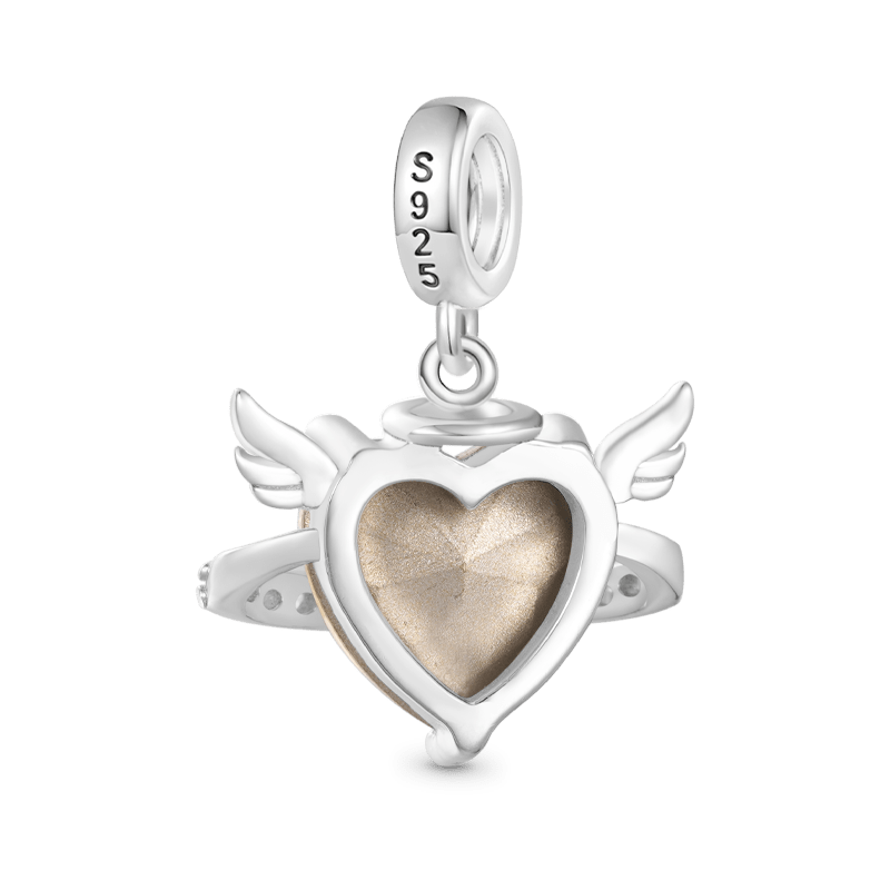 Gnoce Sparkling Angel Wings With Planet Heart Pendant Dangle Charm_2