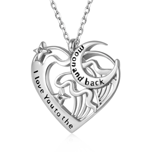 Gnoce "I love you to the moon and back" Love Heart Moon Necklace_1