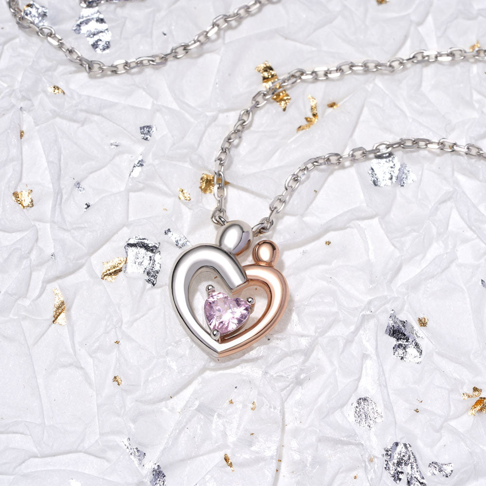 Gnoce Mother Child Hugging Birthstone Necklace_4