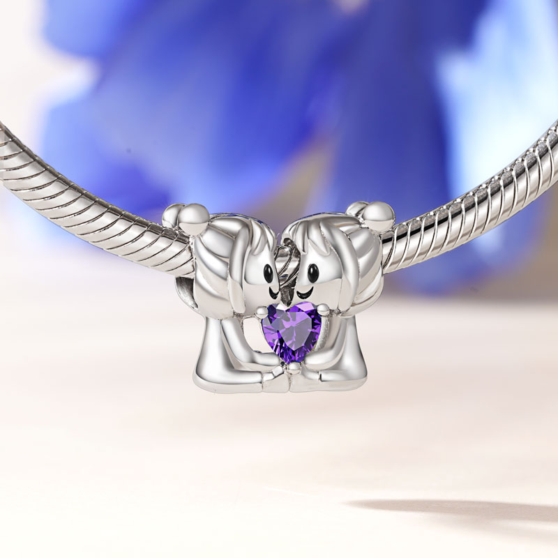 Gnoce Gemini Constellation Embraces Heart Gem Charm_2