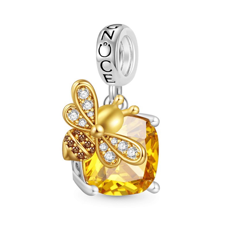 Gnoce Honey Bee Square Pendant Dangle Charm_1