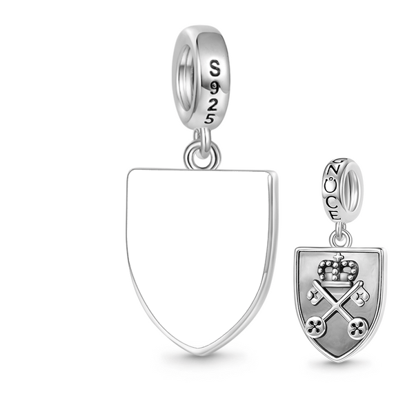 Gnoce Engravable Cross Key Shield Pendant Dangle Charm