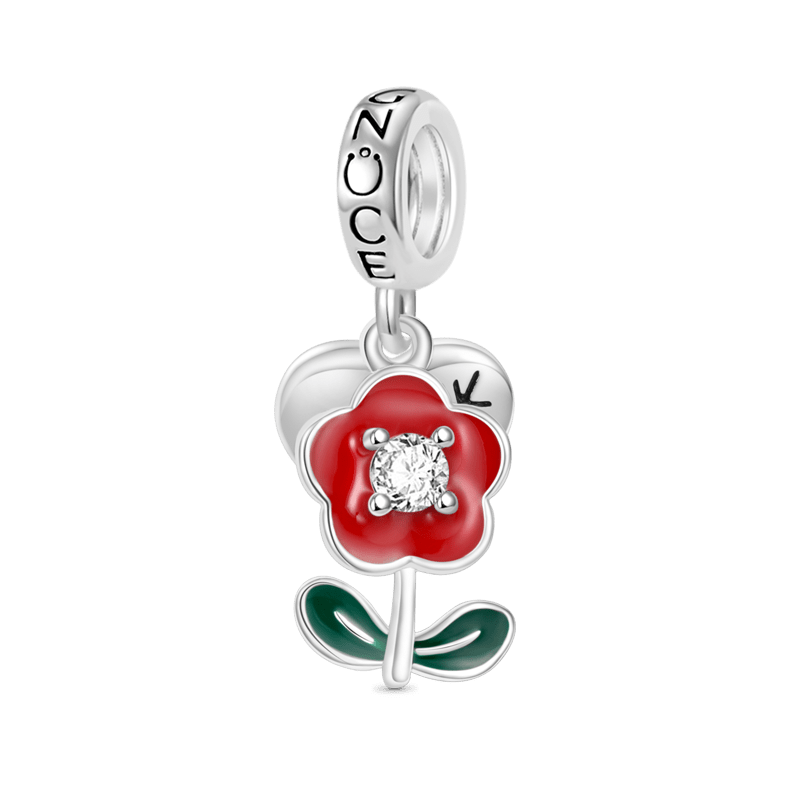 Gnoce Engravable Small Flower Heart Pendant Dangle Charm_1