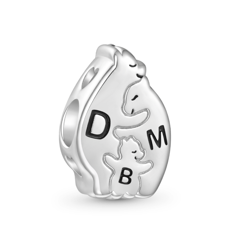 Gnoce Cute Bear Family Engravable Letter Charm_2