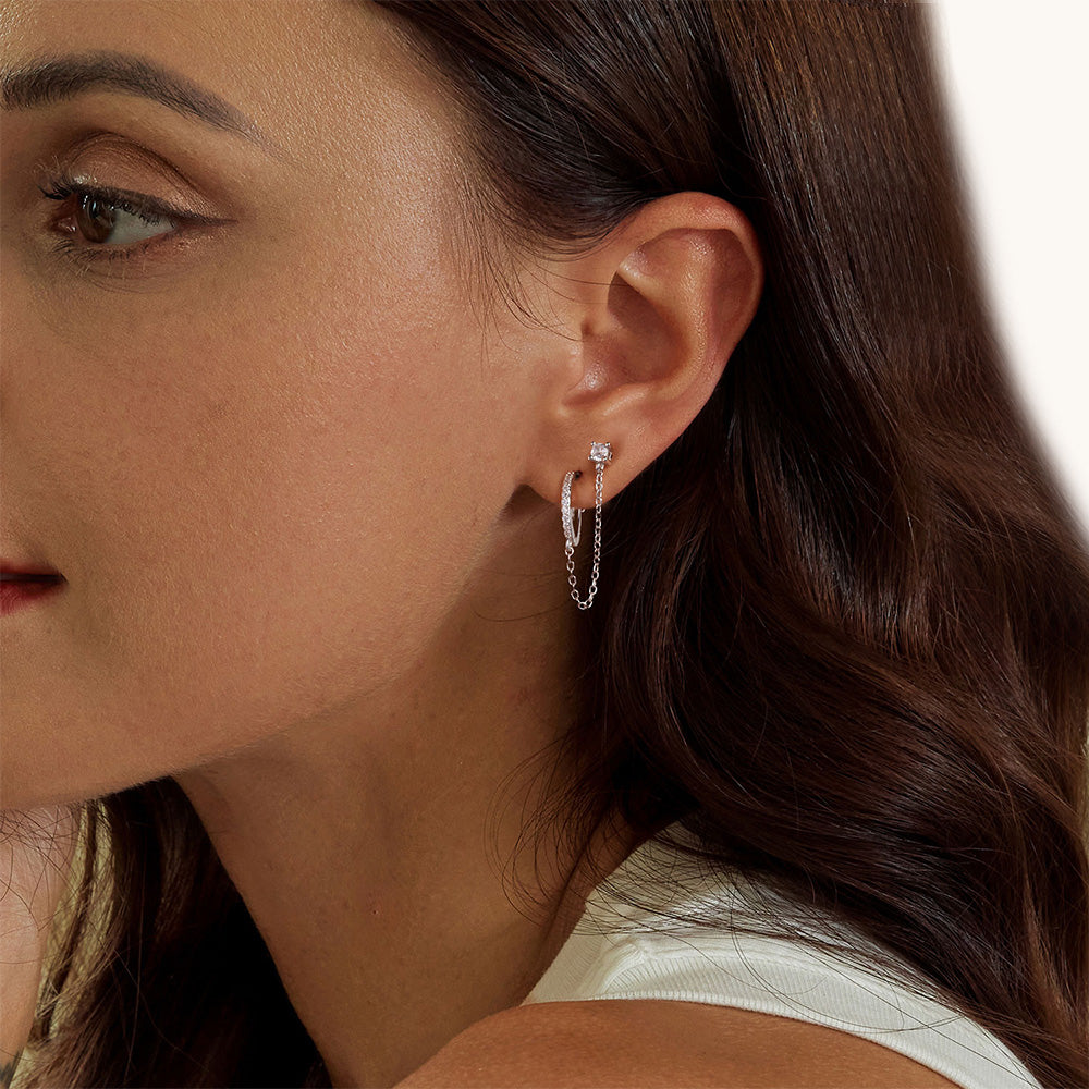 Gnoce Chain Threader Drop Hoop Earring_5