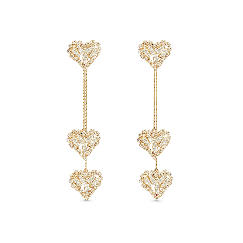 Gnoce Long Tassel Heart Crystal Dangle Earrings_1