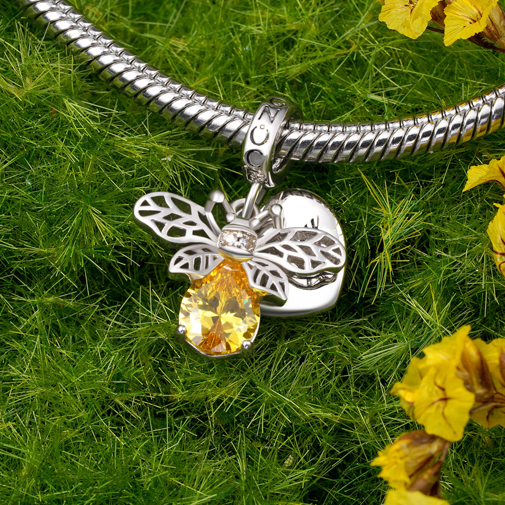 Gnoce Engravable Insect Series Bee Heart Pendant Dangle Charm_2