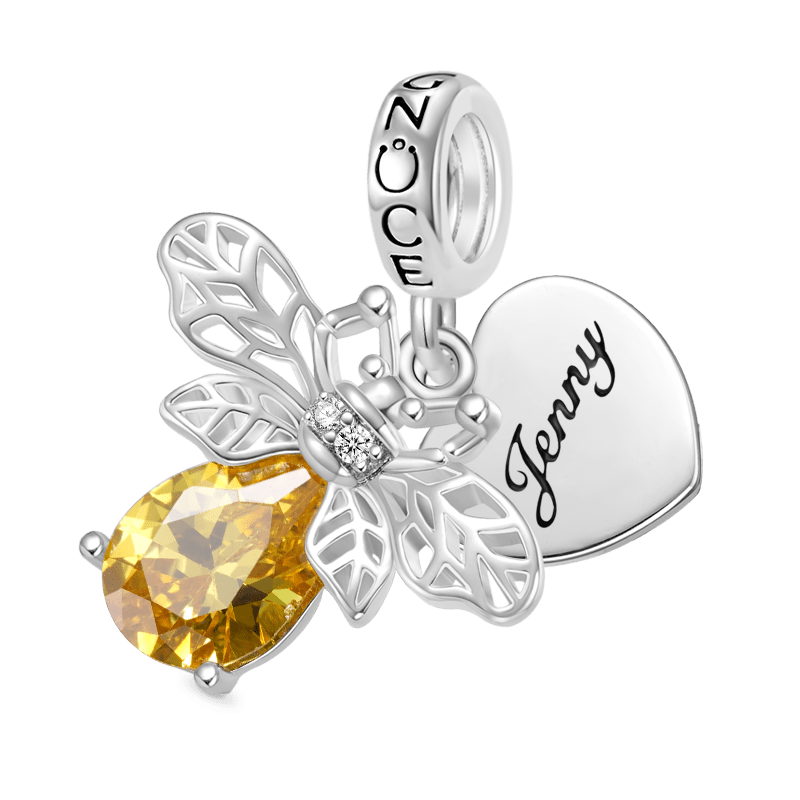 Gnoce Engravable Insect Series Bee Heart Pendant Dangle Charm_1