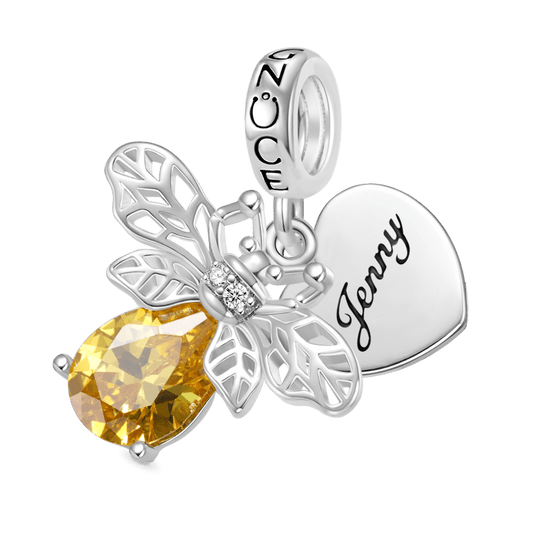 Gnoce Engravable Insect Series Bee Heart Pendant Dangle Charm_1