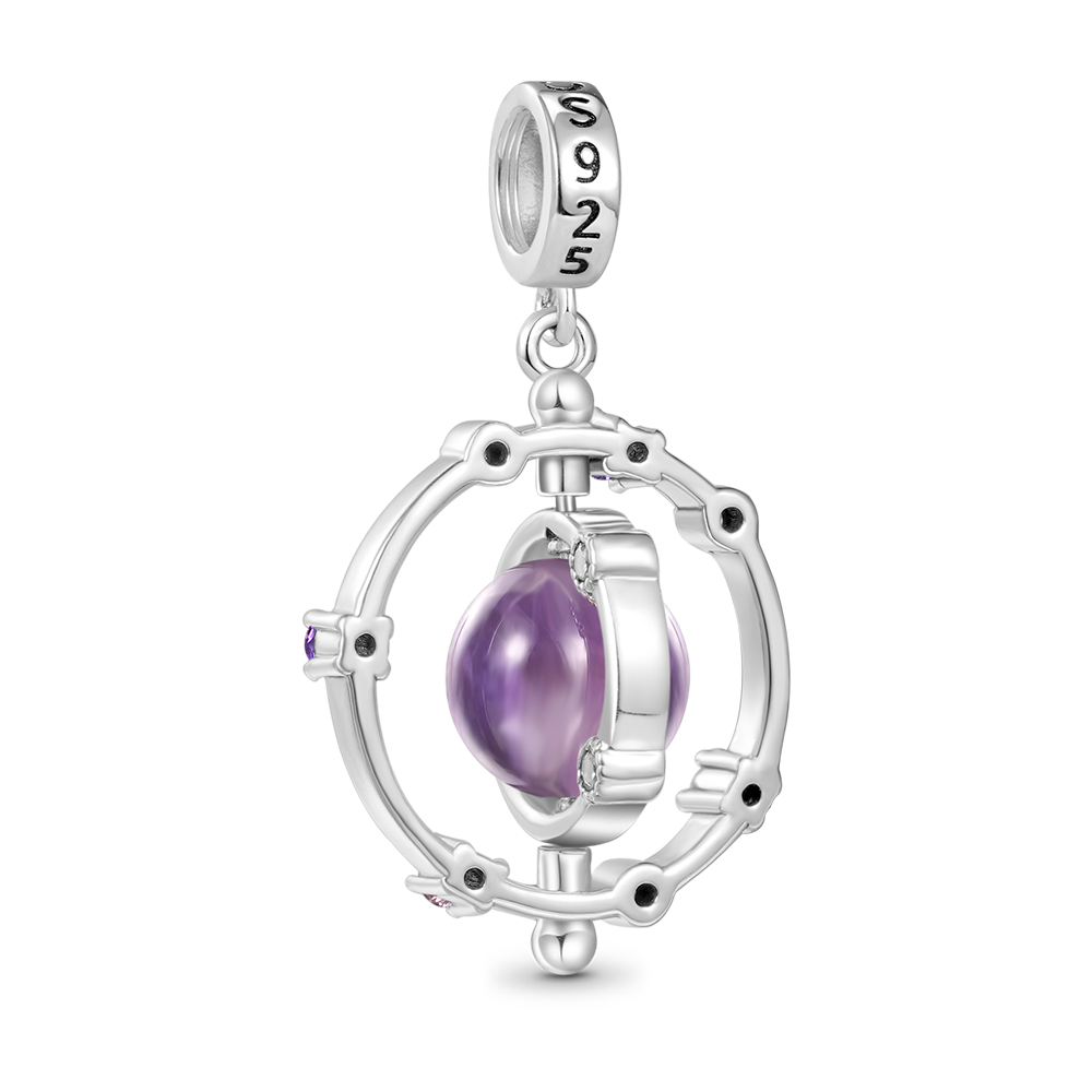 Gnoce Rotatable Natural Amethyst Galaxy Pendant Dangle Charm_2