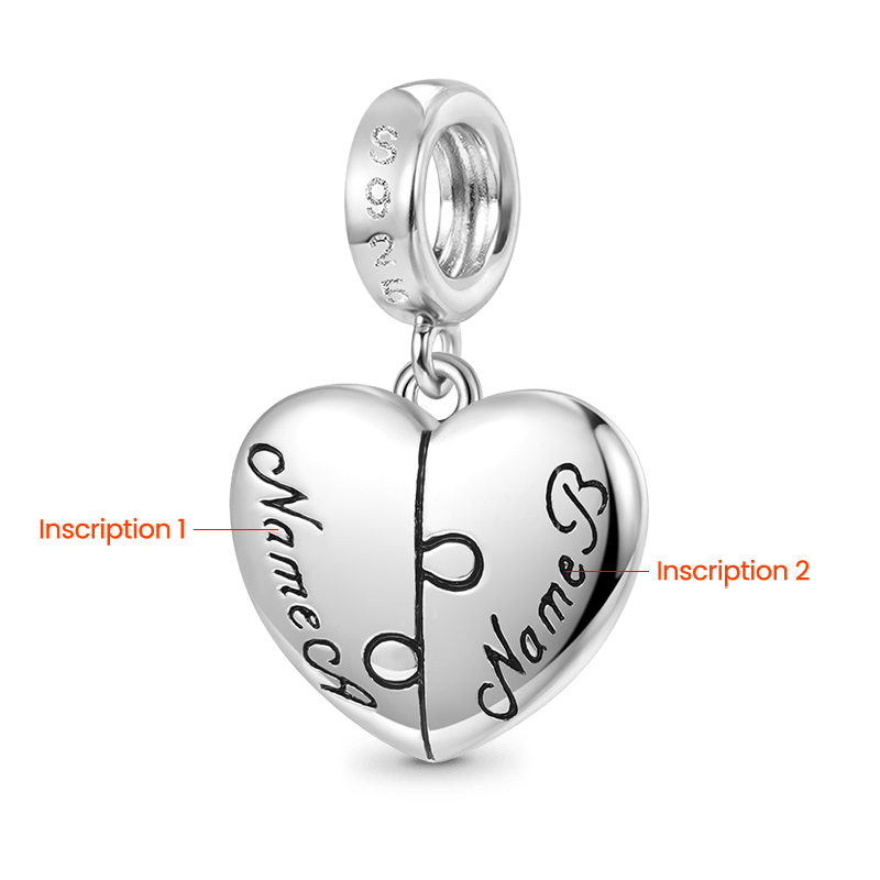 Gnoce Personalized Photo Engravable Name Heart Pendant Dangle Charm_3
