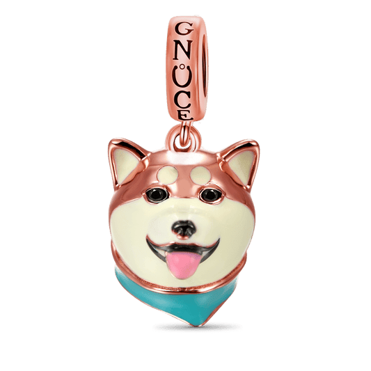 Shiba Inu Pendant Dangle Charm Sterling Silver 18k Rose Gold Plated for Dog Lovers_1