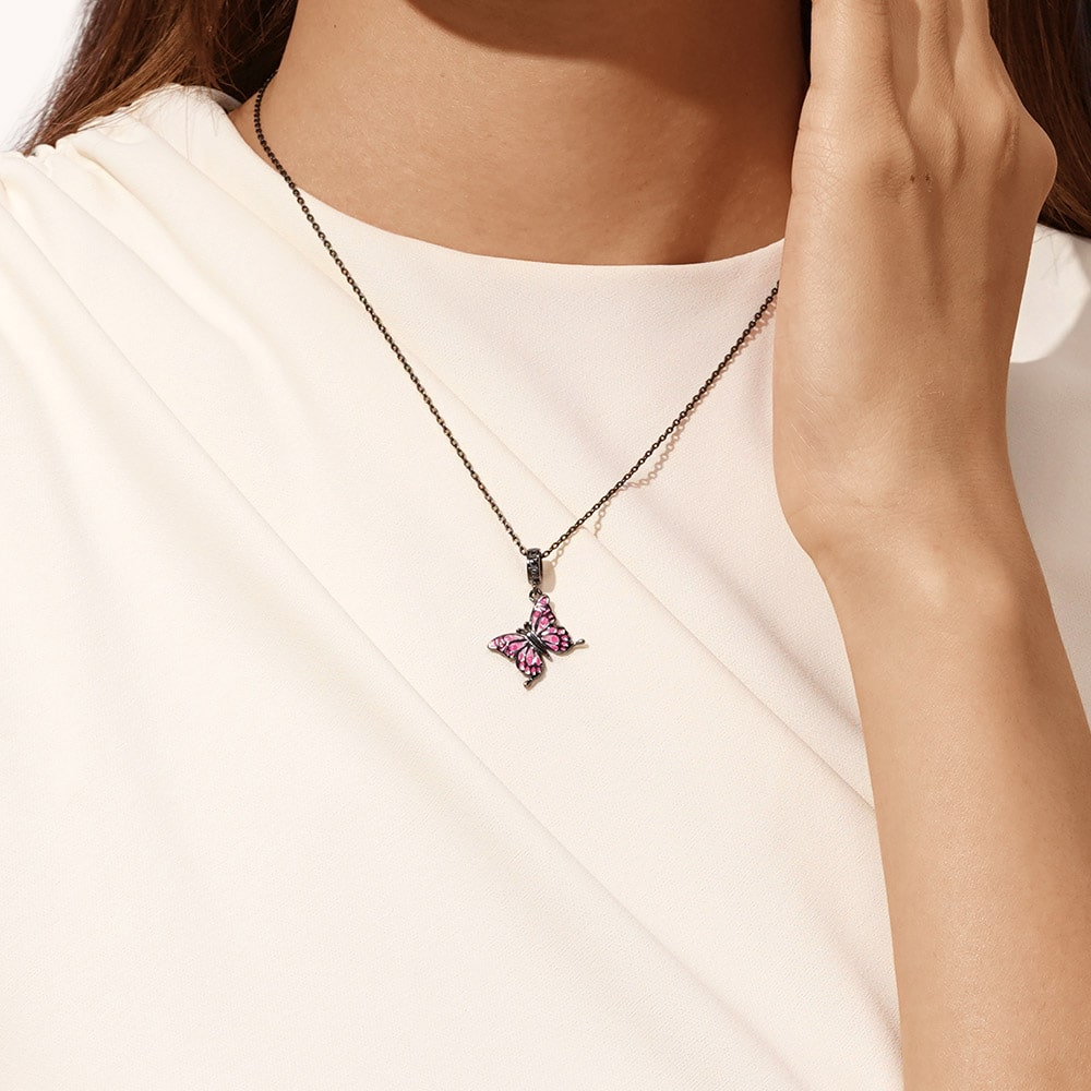 Gnoce Insect Series Red Butterfly Pendant Dangle Charm_5