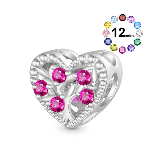 Gnoce Birthstone Tree of Life Heart Personalized Charm_1
