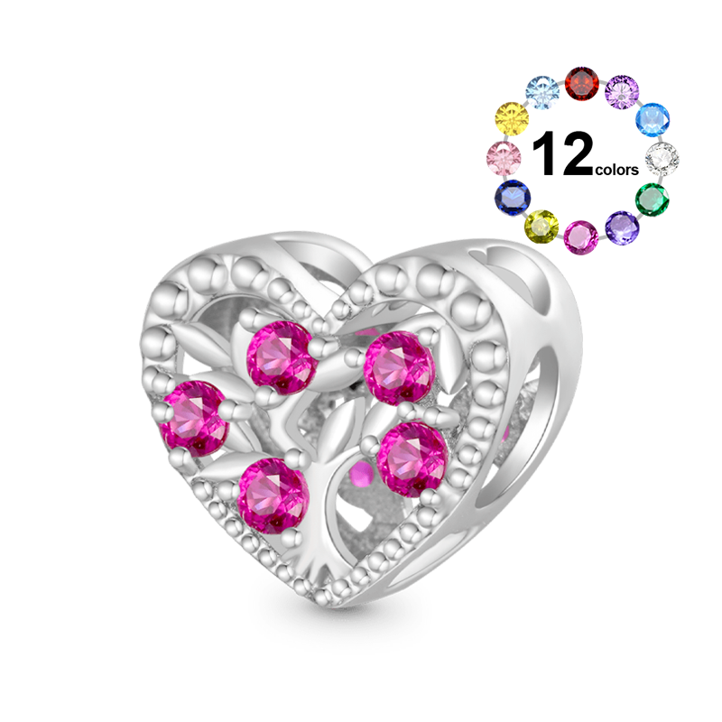 Gnoce Birthstone Tree of Life Heart Personalized Charm_1