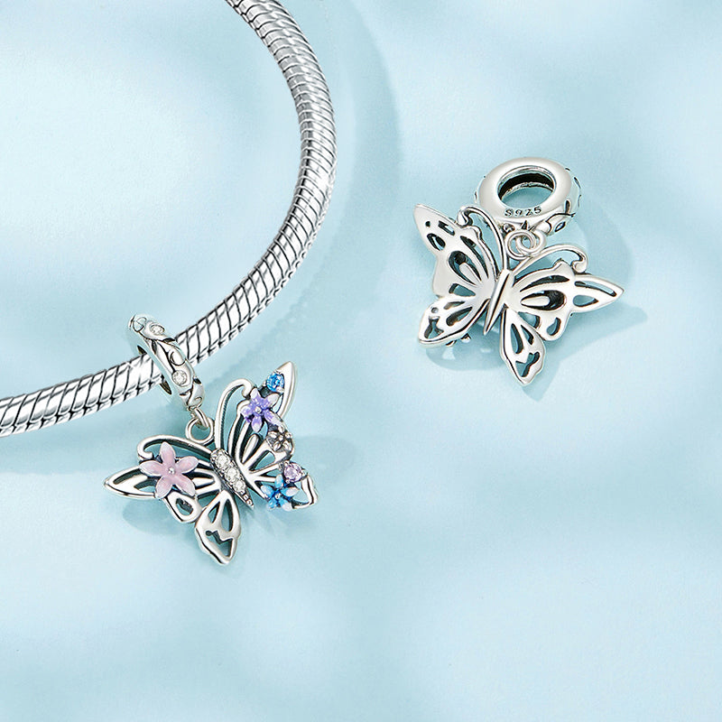 Gnoce Flower Butterfly Pendant Dangle Charm_2