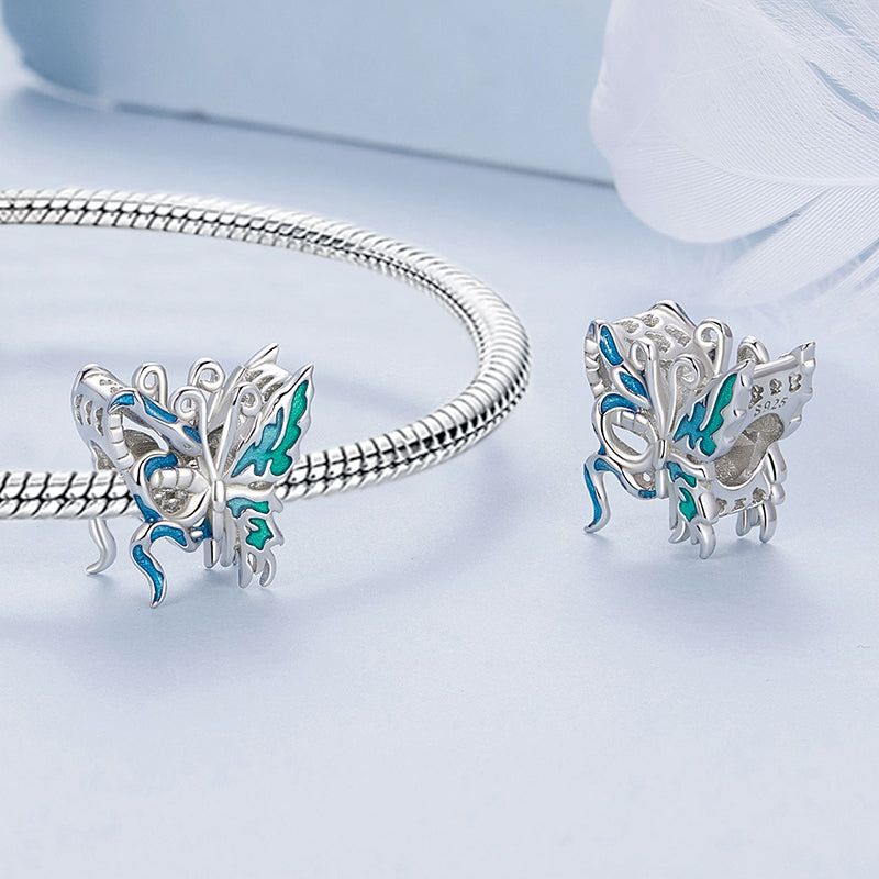 Gnoce Blue Asymmetrical Snake Butterfly Charm_3