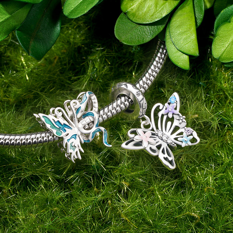 Gnoce Blue Asymmetrical Snake Butterfly Charm_4